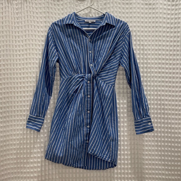 Steve Madden Knot Waist Striped Shirt Dress - XS - Picture 1 of 7